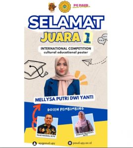 Mellysa Putri Dwi Yanti, mahasiswa PG PAUD UPY, menerima penghargaan Juara 1 Kompetisi Poster Internasional 2025.