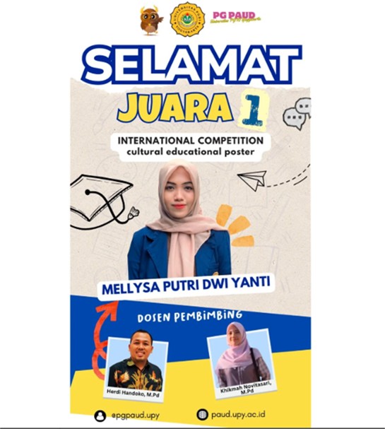 Mellysa Putri Dwi Yanti, mahasiswa PG PAUD UPY, menerima penghargaan Juara 1 Kompetisi Poster Internasional 2025.