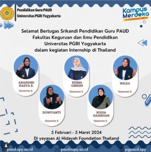 Mahasiswa PG-PAUD UPY mengikuti Internship in Thailand di Muslimeen Suksa School